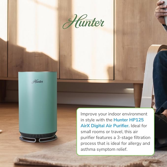 Hunter HP125 AirX Ultra Quiet EcoSilver True HEPA Digital Air Purifier - Image 6