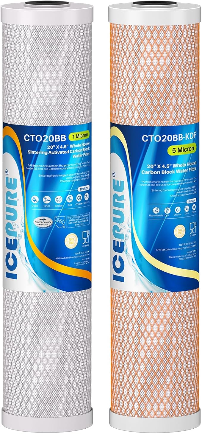 ICEPURE 2-Stage 20" x 4.5" Whole House Water Filter Combo Set, 20 Inch CTO by ICEPURE
