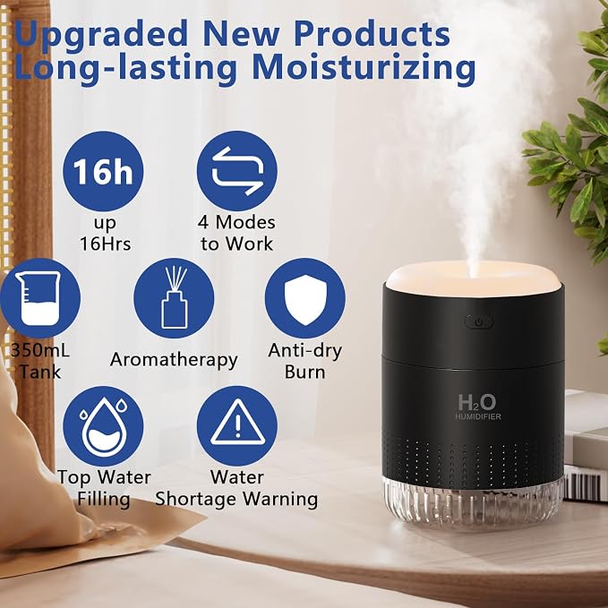 SZO Plant Humidifier Indoor, 500ml Black - Image 3