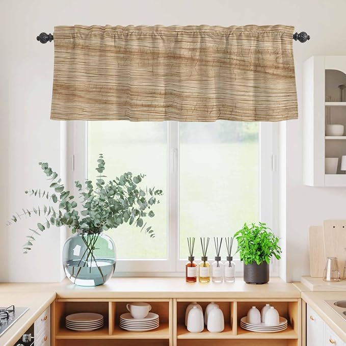 Kitchen Curtains Tiers and Valance Set of 3, Country Farmhouse Light Filtering - Image 4