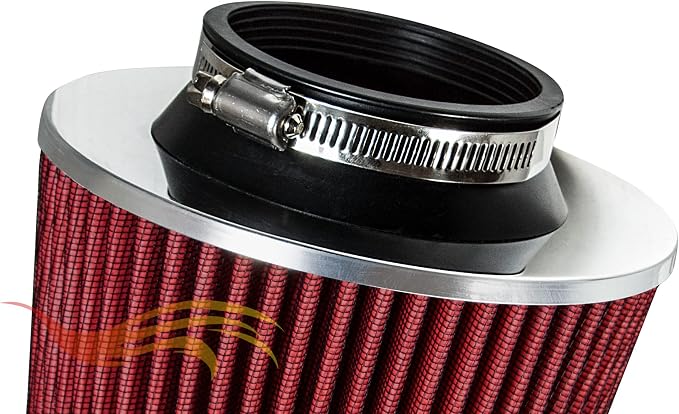 RED Rtunes Racing Universal Clamp-On Air Intake Filter Dry Washable Cone Air - Image 8