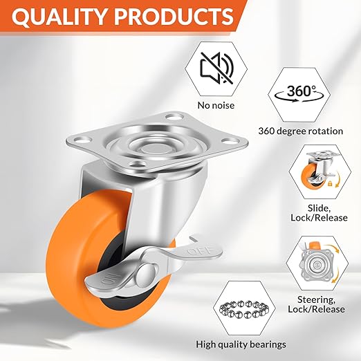 2.5 Inch Caster Wheels, Casters Set of 4, Heavy Duty Caster - Image 6