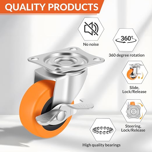 3 Inch Caster Wheels, Casters Set of 16, Heavy Duty Caster - Image 3