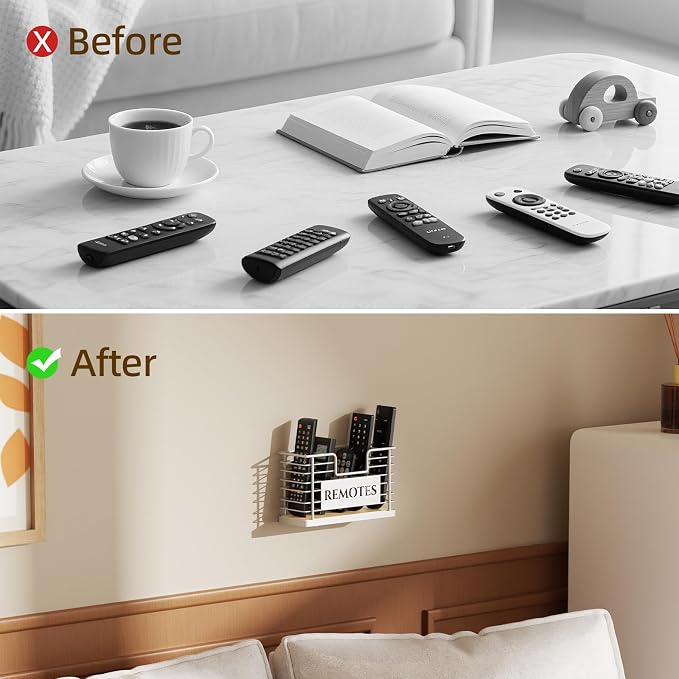 Remote Control Holder, 5-Slot TV Remote Holder Wall Mount, Universal Remote - Image 4