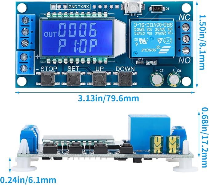 DROK Timer Relay 2pcs, DC 6V-30V LCD Display Time Delay Relay Cycle Timer - Image 7