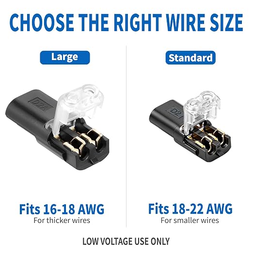 Double Wire Plug in Connector, 20 Pack, 16-18 AWG, 2-Pin Lock Strip Connector - Image 2