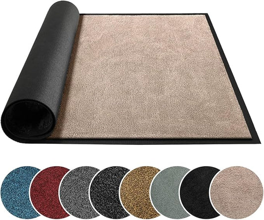 Mibao Dirt Trapper Door Mat for Indoor Outdoor, Waterproof All-Season, All-Weather Doormat, Heavy Duty Non-Slip Entrance Rug, Low Profile Absorbent Entrance Mat Carpet, 72" x 48", Beige