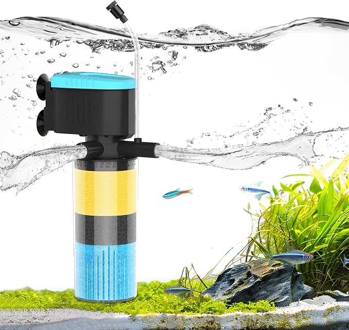 Aquarium Filter 3-Stage in-Tank Filter, Small Internal Fish Tank Filter by Devopet