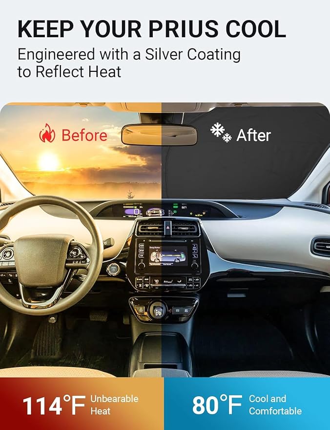 Proadsy 2026 Upgrade Windshield Sun Shade Custom Fit Toyota Prius 2016-2022 - Image 2