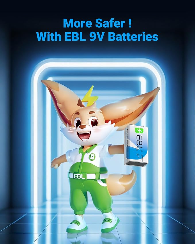 EBL 9V Batteries 8 Pack, Alkaline Power 9 Volt Battery, 7-Year Shelf Life | - Image 2