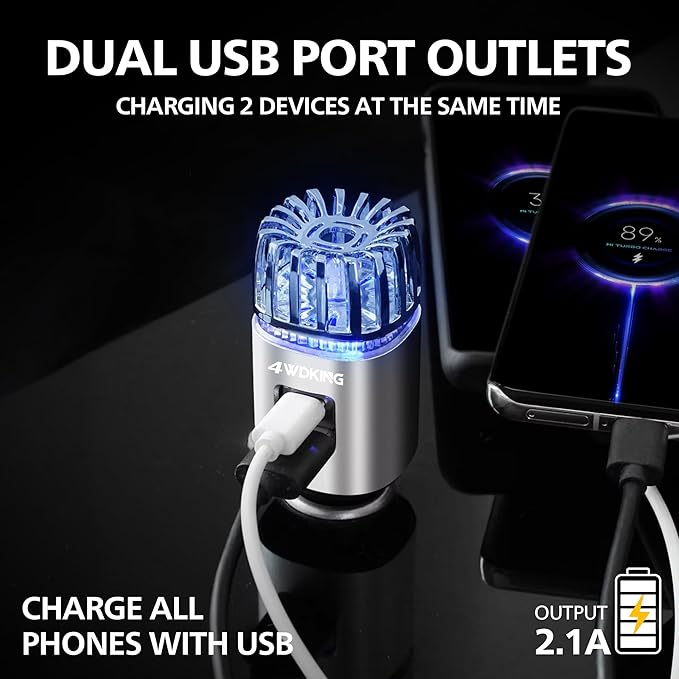 4WDKING Car Air Purifier Ionizer, 12V Plug-in Car Air Freshener Gadgets - Image 5