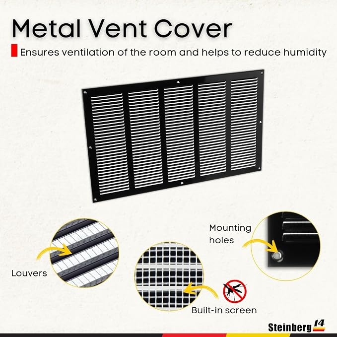 Steinberg14 Black Vent Cover 18x10 - Image 2