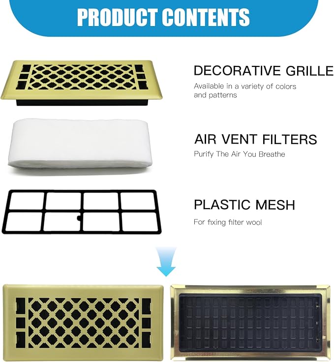 4x10 Inch Brushed Gold Floor Register - Image 7