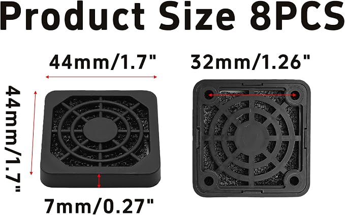 8PCS 40mm Black Square Plastic Cooling Fan Filter Cover Dust-Proof Mesh Screen - Image 2