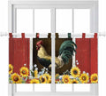 Chicken Sunflowers Kitchen Curtains 36 Inch Length, Small Window Curtains Tab by Unknown