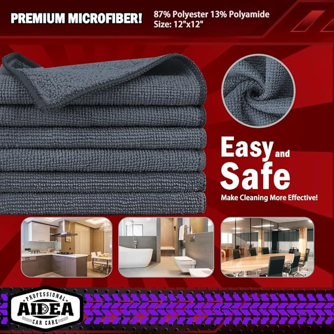 AIDEA Microfiber Cleaning Cloth Grey, Microfiber Towels - Image 6