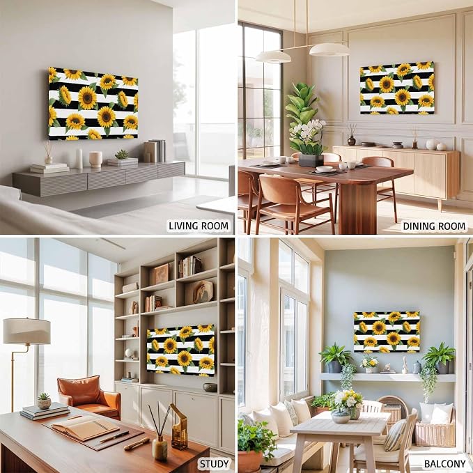 Retro Country Sunflower Art Indoor TV Cover, Elastic TV Screen Protector Black - Image 5