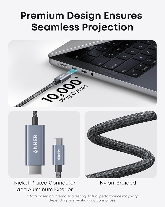 Anker HDMI Cable, 4K@60Hz Ultra-Fast Nylon-Braided USB C to HDMI Cord - Image 6