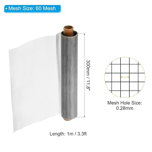 PATIKIL 304 Stainless Steel Wire Mesh Screen, 60 Mesh Woven Air Vent Filter - Image 2