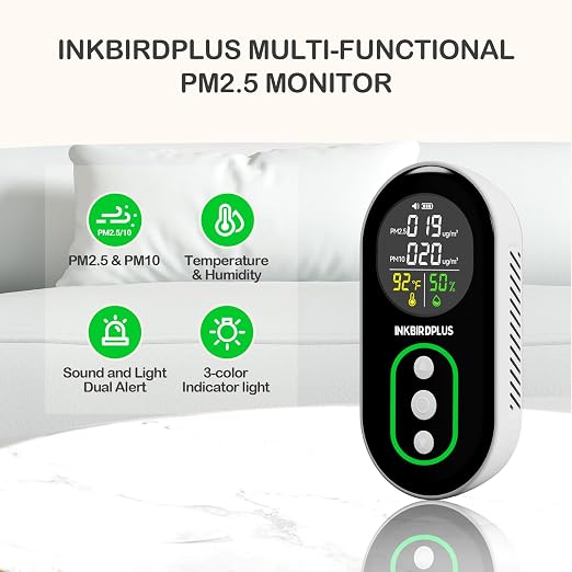INKBIRDPLUS PM2.5 Indoor Air Quality Monitor, Portable PM2.5 PM10 and - Image 2