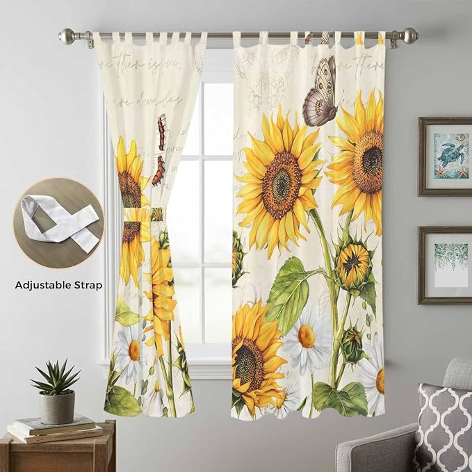 Farm Sunflowers Living Room Curtains 96 Inch Length, Window Curtains Tab Top - Image 5