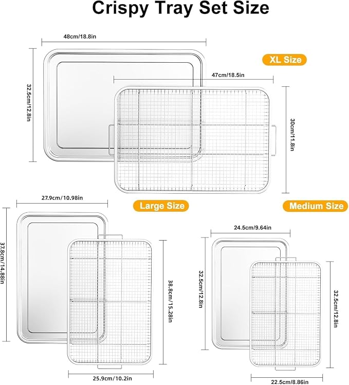 Air Fryer Basket for Oven, 3 Set Oven Air Fryer Basket and Tray Set - Image 2