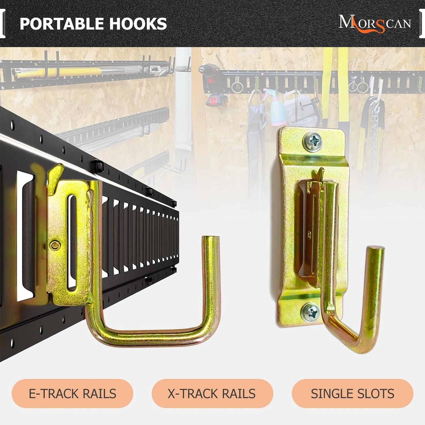 10 Pack 2" E Track J Hooks Heavy Duty Galvanized Steel E-Track Tie Down Accessories for Box Truck, Enclosed Trailer, Garage, Vans, Warehouse, Workshop