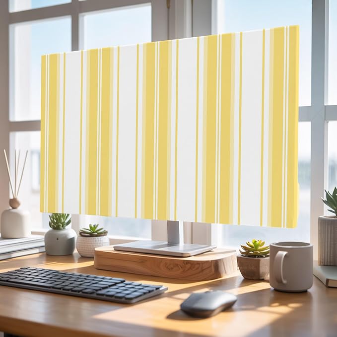 Minimalist Yellow Stripes Indoor TV Cover, Elastic TV Screen Protector Gold - Image 5