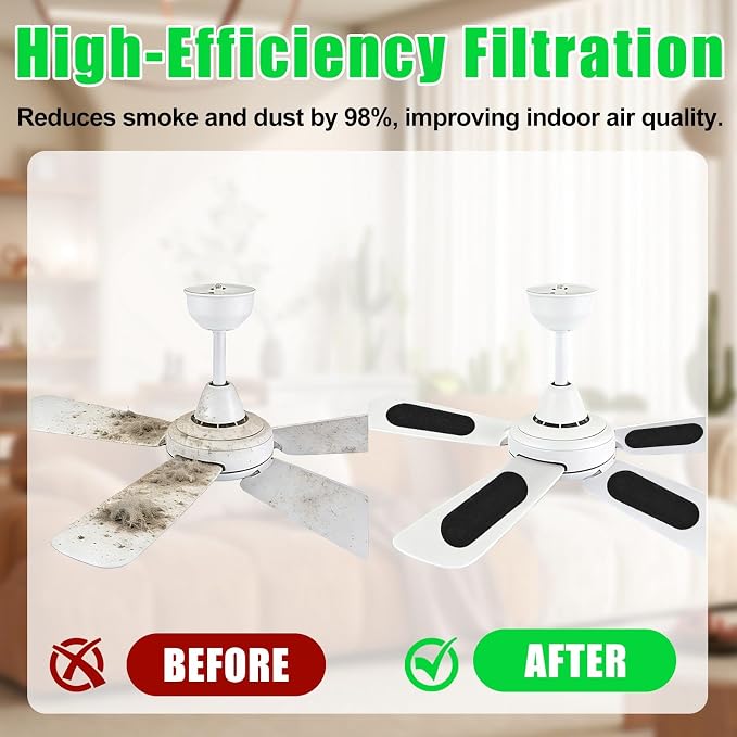 JSCARLIFE Activated Carbon Fan Filter Pads, 3mm Ceiling Fan Blade Air Purifier - Image 5