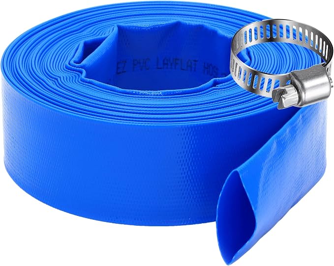 DAVCO 2.5" x 50 ft Pool Backwash Hose, Heavy Duty Reinforced Blue PVC Lay Flat by DAVCO