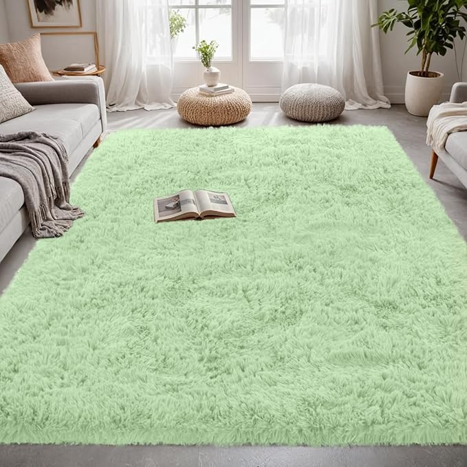 4x6 Area Rugs for Living Room Rug: Soft Fluffy Shag Mint Green Rugs for Bedroom, Non-Slip Large Fuzzy Plush Rug Indoor Floor Carpet for Nursery Kids Boys Girls Room, Dorms, Playroom, Modern Home Decor