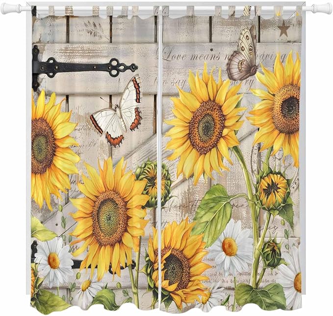Farm Flowers Living Room Curtains 96 Inch Length, Window Curtains Tab Top by Unknown