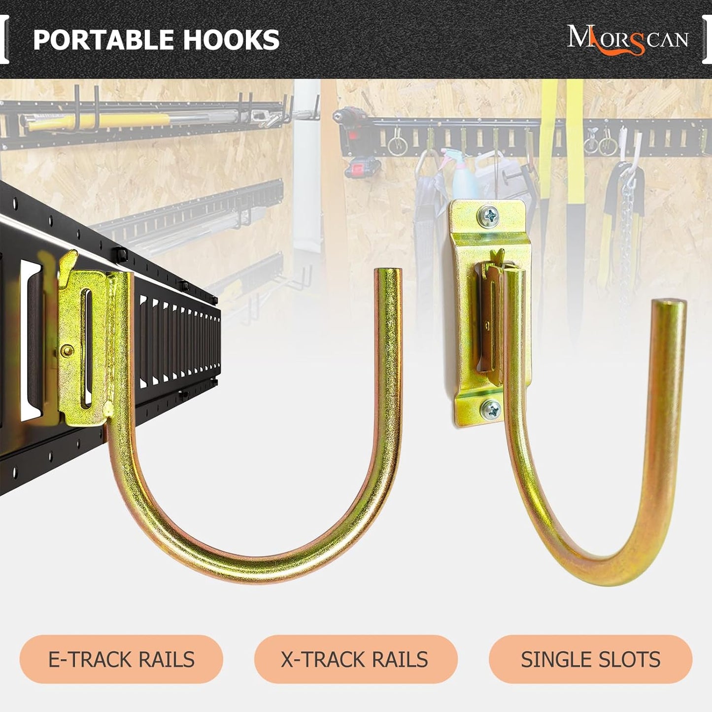 10 Pack 4" E Track J Hooks Heavy Duty Galvanized Steel E-Track Tie Down Accessories for Box Truck, Enclosed Trailer, Garage, Vans, Warehouse, Workshop