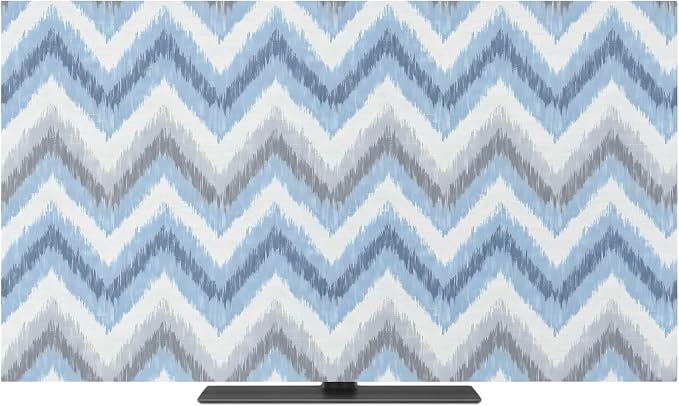 Blue Gray Zigzag Chevron Indoor TV Cover, Elastic TV Screen Protector Abstract by Unknown