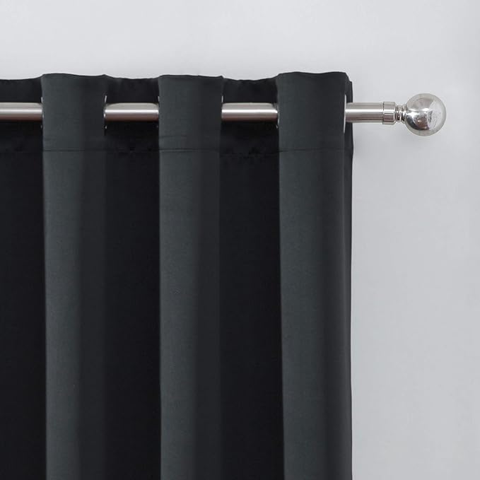 LEMOMO Blackout Curtains 66 x 95 inch/Black Curtains Set of 2 Panels/Thermal Insulated Room Darkening Bedroom Curtains
