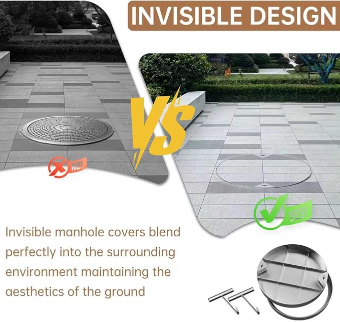 32 inch Stainless Steel Round Invisible Manhole Cover | Embedded Septic Tank - Image 3