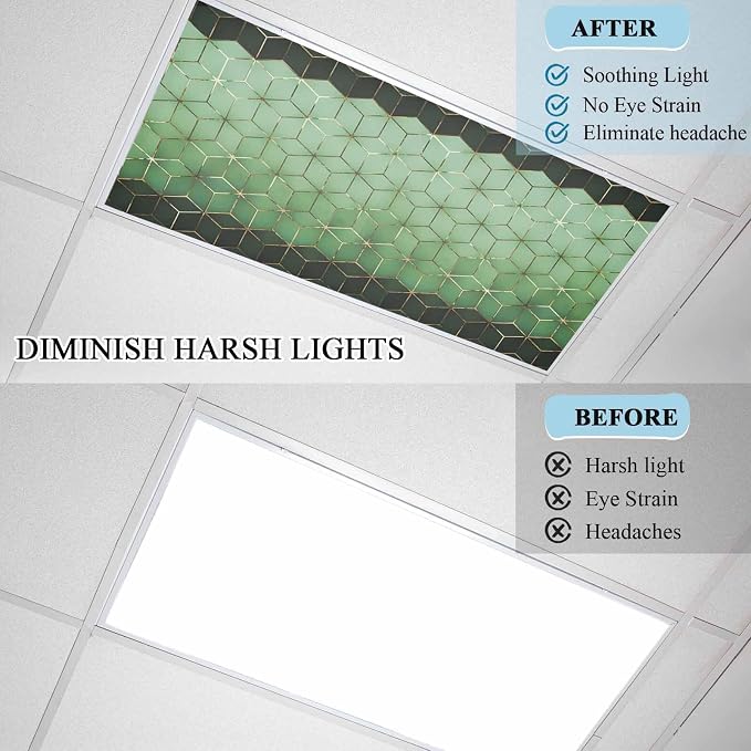 2x4 ft Fluorescent Light Cover for Ceiling Abstract Green Gradient Diamond - Image 4