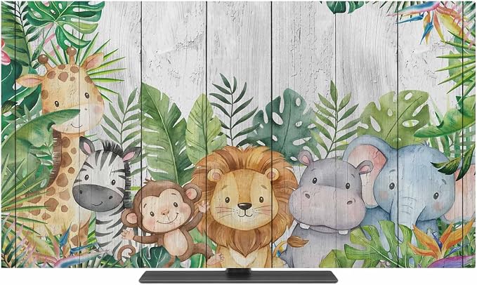 Giraffe Zebra Monkey Lion Indoor TV Cover, Elastic TV Screen Protector Animal by Unknown