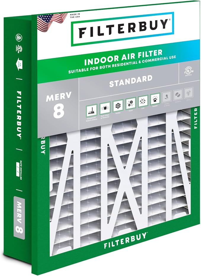 Filterbuy 20x20x5 Air Filter MERV 8 Essential Dust & Allergy Defense, by Filterbuy