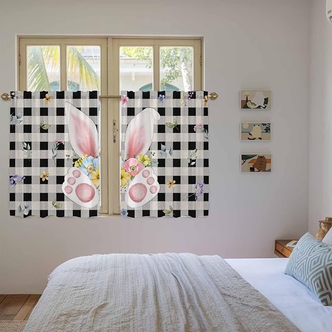 Easter Kitchen Curtains 54 Inch Long 2 Panel Set, Rod Pocket Window Curtains - Image 4
