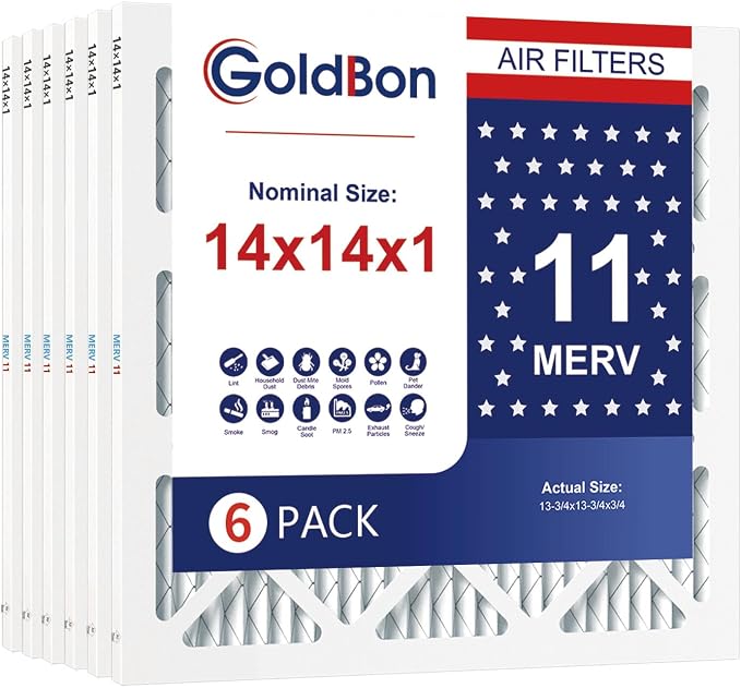 14x14x1 Air Filter 6 Pack MERV 11 MPR 1000 FPR 7- GoldBon AC Filter USA Design- by Unknown