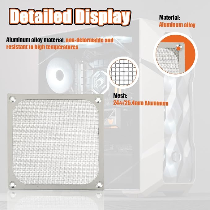 2Pack 120 x 120mm Computer Fan Filter Grills Dust Mesh Magnetic Frame PC Case - Image 3