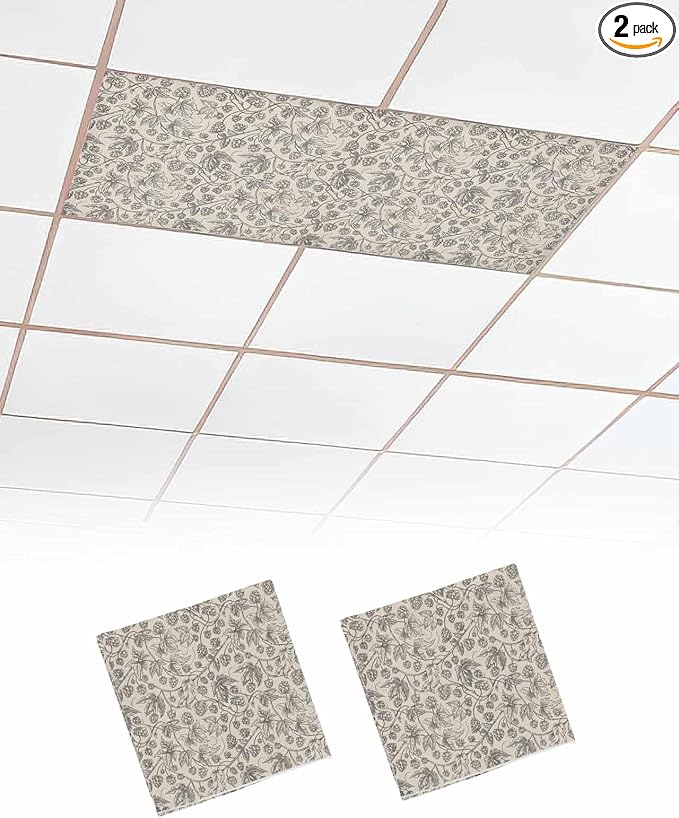 2 Pack Fluorescent Light Cover for Ceiling Lights, Modern Vintage Flowers by Unknown