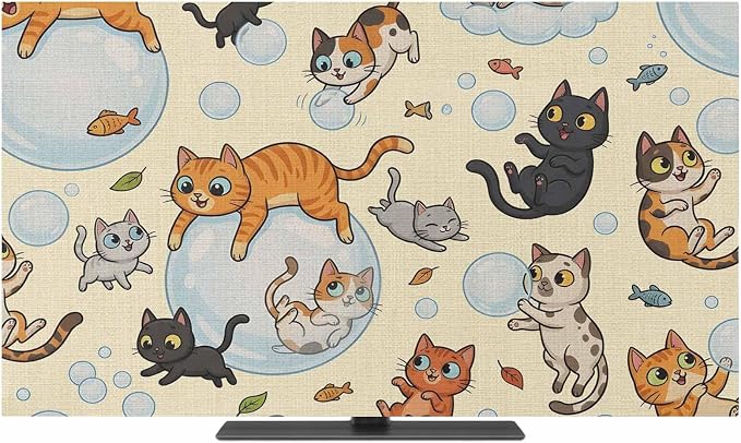 Watercolor Pets Fish Bubbles Indoor TV Cover, Elastic TV Screen Protector Brown by Unknown