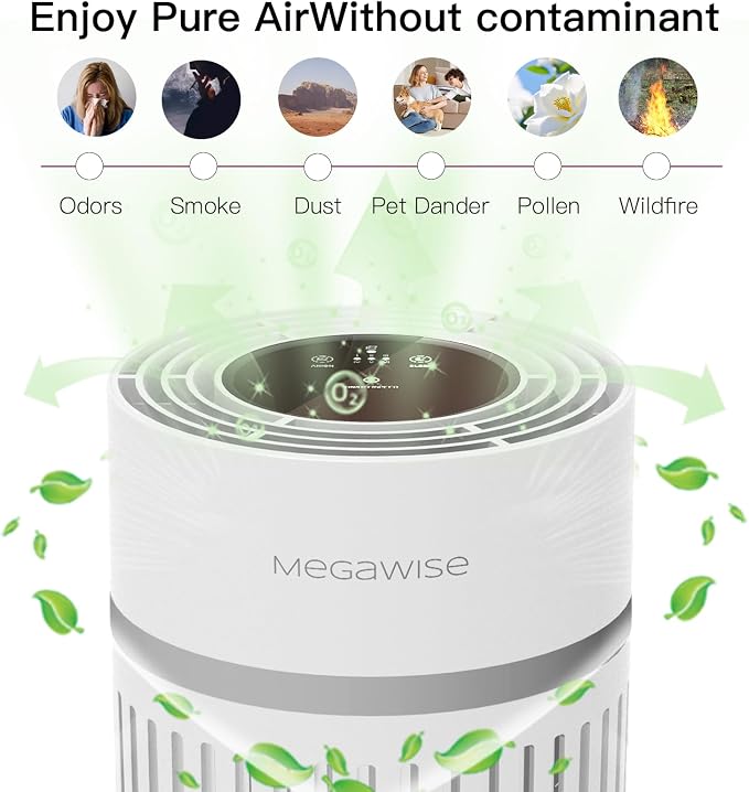 MEGAWISE Air Purifier for Large Rooms Up to 1076 ft², H13 True HEPA Filter - Image 2