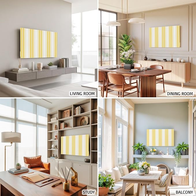 Minimalist Yellow Stripes Indoor TV Cover, Elastic TV Screen Protector Gold - Image 5