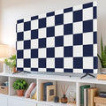 Navy Blue White Checker Indoor TV Cover, Elastic TV Screen Protector Buffalo by Unknown