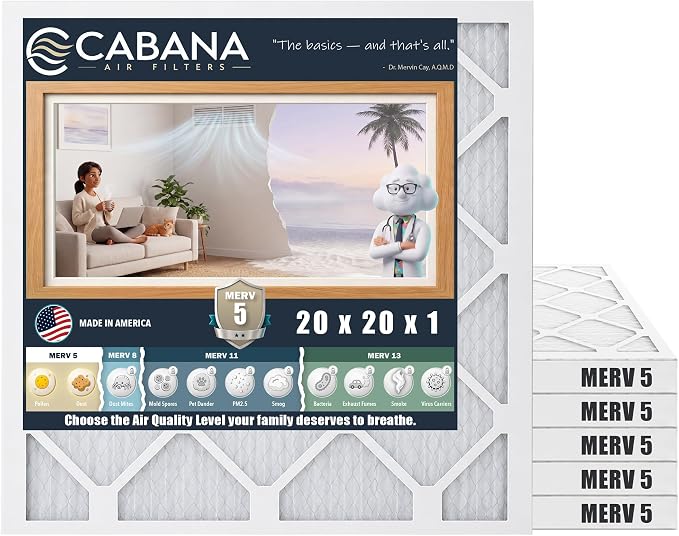 Cabana Filters 6-Pack 20x20x1 MERV 5 AC Furnace Air Filter, Pleated Filters - Image 2