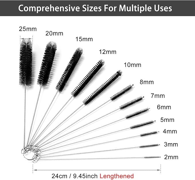 9.5 Inch Long Straw Cleaner Brush Set, 12 Pack Straw Pipe Cleaner Brush Set | - Image 3