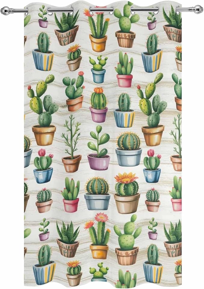 Summer Cactus Outdoor Curtains for Patio Cactus Tropical Plant Wooden - Image 9